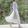 Feiyuan Women's Versatile Pleated Mesh Midi Skirt - Early Spring, Breathable, Large Hem, Commuter Style.