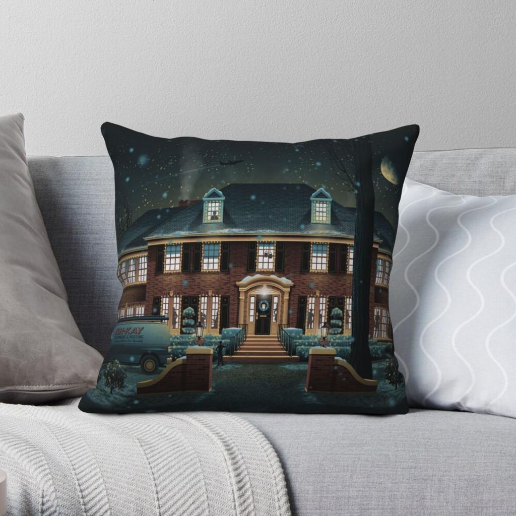 Home Alone Square Pillowcase Polyester Linen Velvet Printed Zip Decorative Throw Pillow Case Bed Cushion Cover