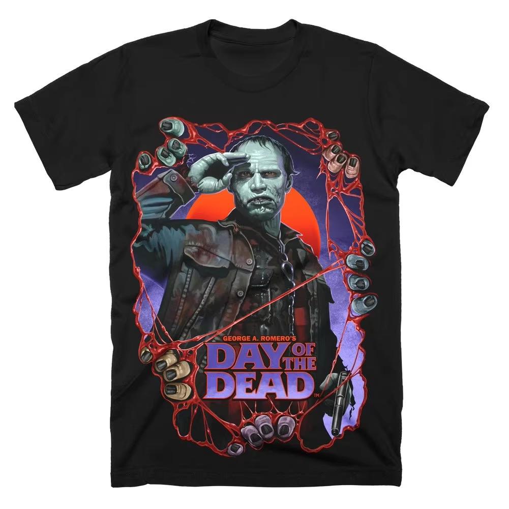 T-shirt Giorno dei Morti Uomo Estate George A. Romero Zombie Horror Movie Grafica Manica Corta Streetwear Vestibilità Larga Top Horror