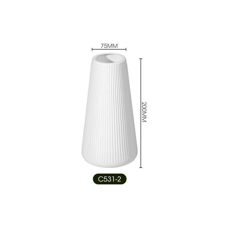 Nordic White Plastic Flower Vase with Artificial Flowers and Water-holding Capability