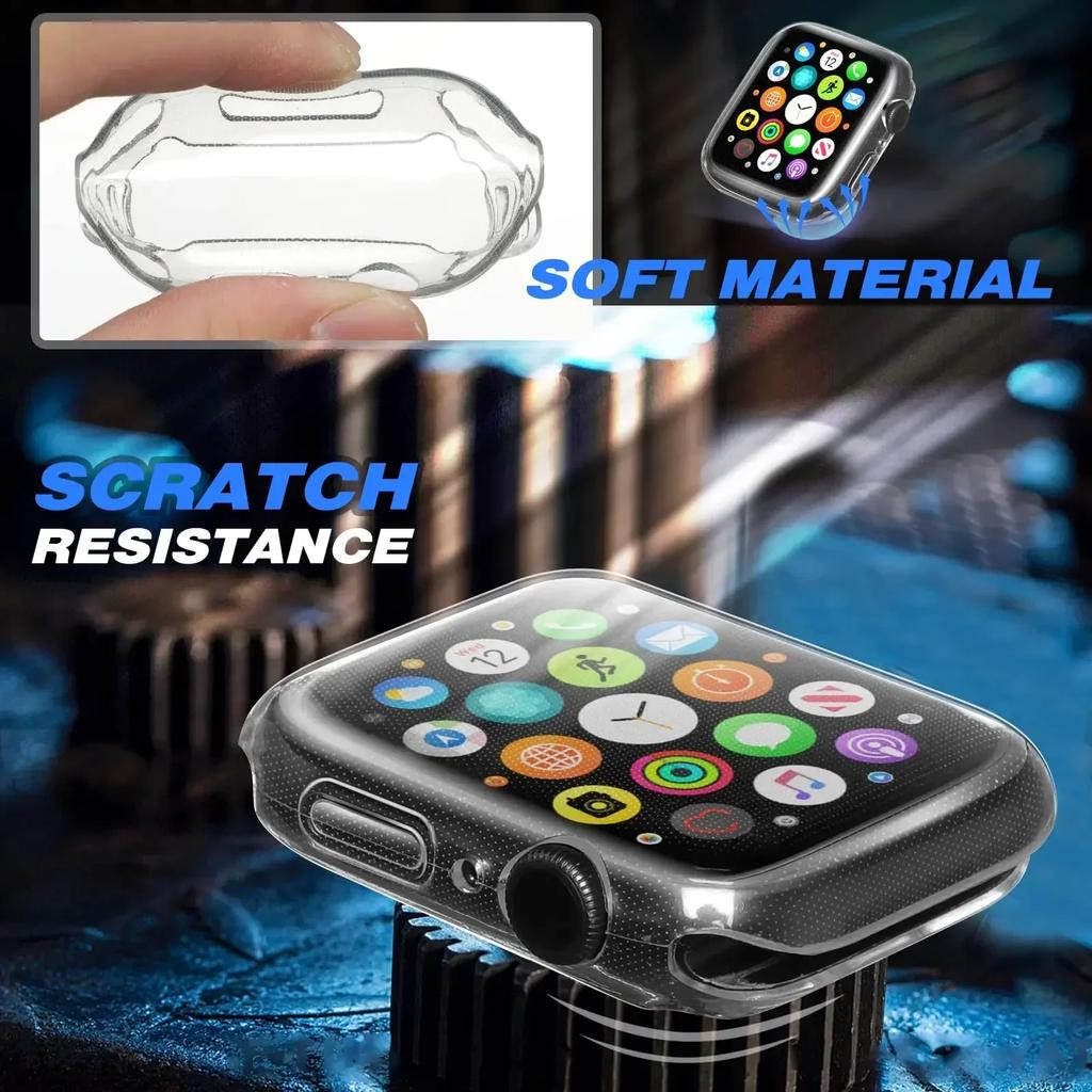 Cover For Apple Watch Case 44mm 40mm 45mm 41mm 42mm 46mm 38mm Screen Protector Silicone Bumper Iwatch Series 3 4 5 6 Se 7 8 9