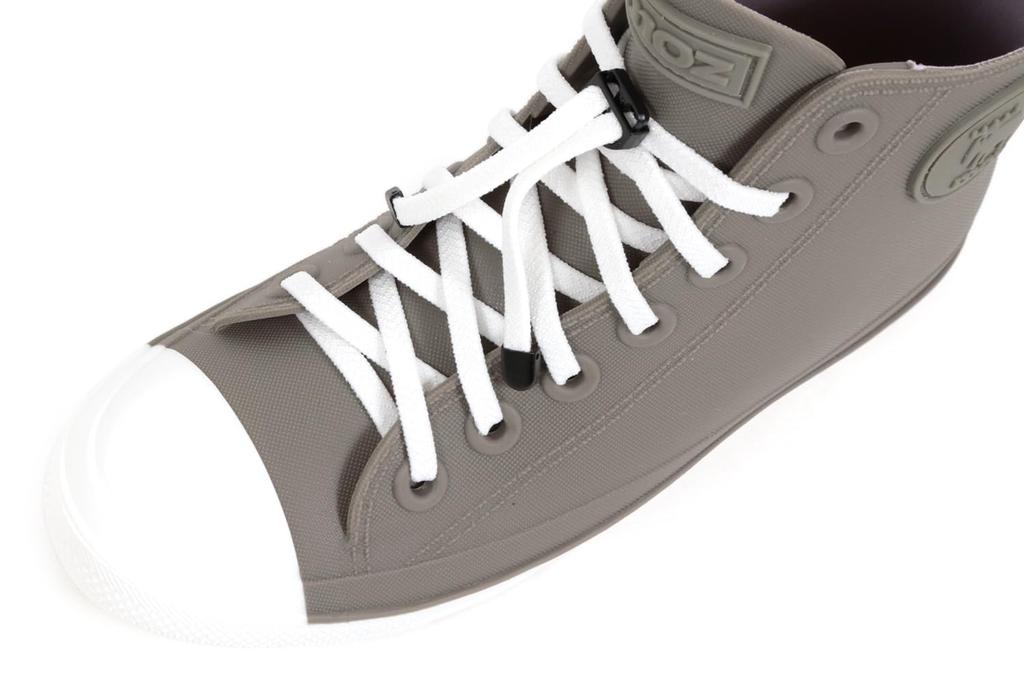 Mozu Rain Shoes, Rubber Shoelaces, Eco-Friendly TPE Sneakers, High-Top, Junior/Women's, with Colorful Insoles, Gray, Size 19cm