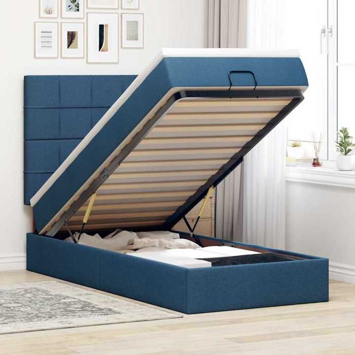Maison Exclusive - Cadre de lit ottoman avec matelas bleu 90x190 cm tissu