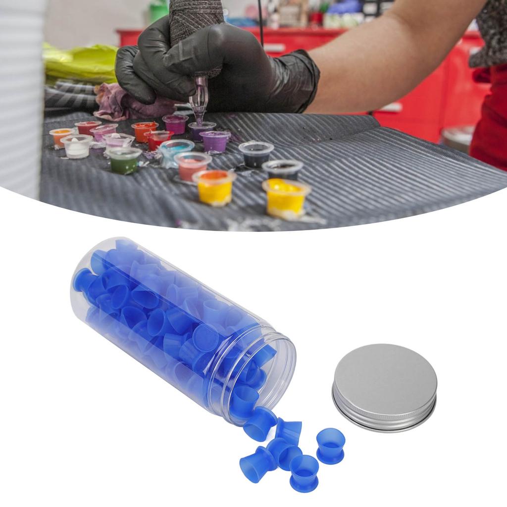 100 Pcs Tattoo Ink Cups Silicone Soft Disposable Tattoo Pigment Cups Makeup Container Tattoo Supplies
