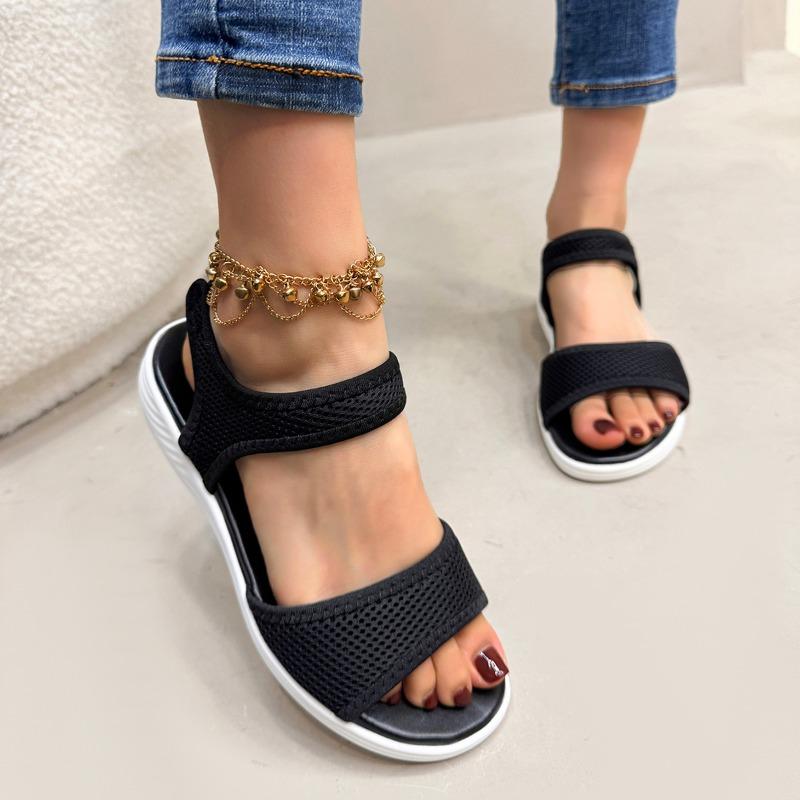 2025New Women Summer Fashion Sandals Mesh Casual Fish Mouth Sports  Plus Size Flying Woven Flat Shoes