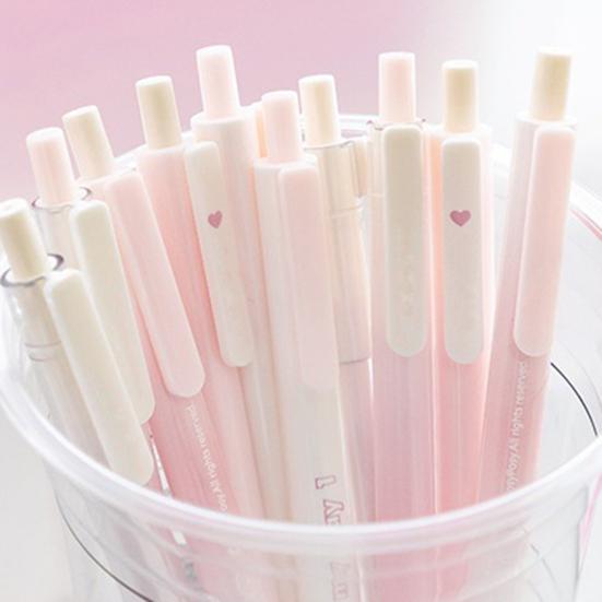 5Pcs/Box 0.5mm Gel Pen Press Type Detachable with Clip Quick Drying Assorted Stationery Gradient Color Plastic Writing Pen School Supplies