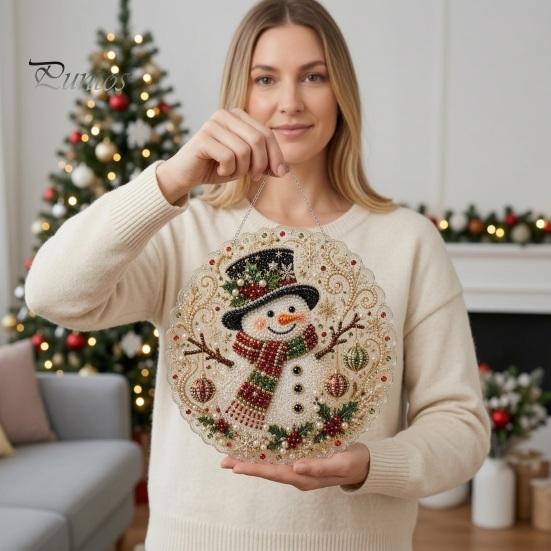 Winterfest Partyzubehör Weihnachten Kunst-Set mit Kunstperlen, DIY Strassstein-Edelstein-Malerei Basteln, Nikolaus Baum Wandbehang Ornamente Socke