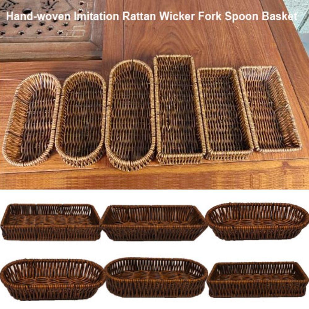 

Household Rattan Wicker Woven Serving Baskets Restaurant Serving Tabletop Display 6