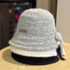 New Autumn and Winter Bow Knitted Fisherman Hat for Women Fashionable and Versatile Face Showing Small Slit Ear Protection Hat Basin Hat Cold Hat