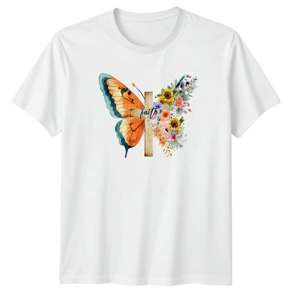 Faith Unisexs TShirt Floral Butterfly Christian Birthday Gift For Her S