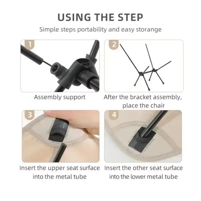 Przenośne Krzesło Składane Ultralekkie Tkanina Oxford Krzesło Księżycowe Kemping Plaża Krzesła Wędkarskie Piknik Piesze Wędrówki Ogród Meble Ogrodowe