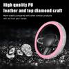 Ziciner Steering Wheel Cover, Bling Crystal Rhinestones Auto Wheel Protector, Sparkly Cover Universal Fit Diverse 14.5-15 Inch Steering Wheel,