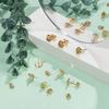 Flat Round 304 Stainless Steel Stud Earring Settings, with 304 Stainless Steel Ear Nuts, Real 18K Gold Plated, Tray: 6mm, 8x1.5mm, Pin: 0.8mm
