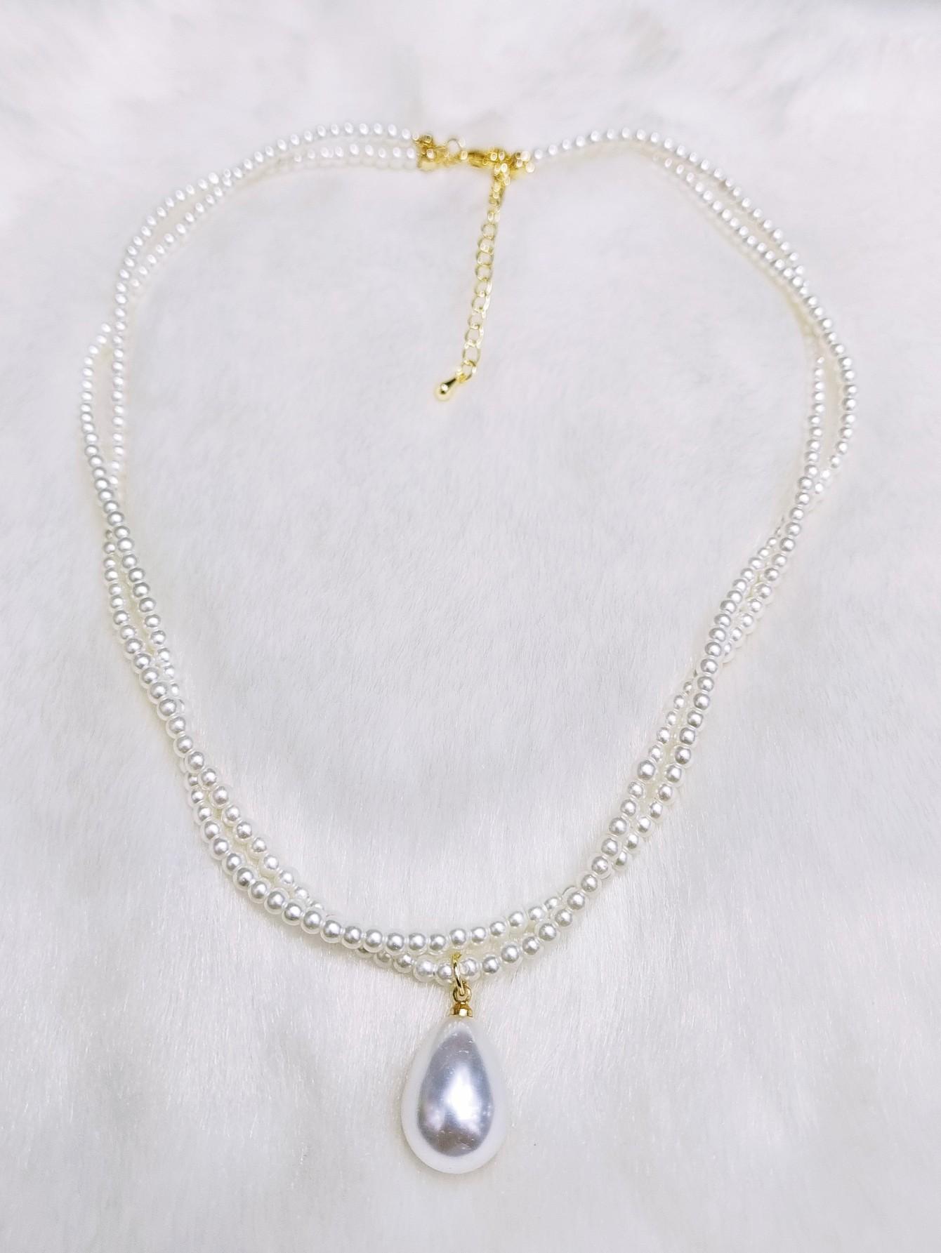 

Double millet pearl water drop necklace Xiaoxiangfeng women s new neck chain collarbone chain Internet celebrity explosion factory