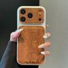 Luxury Crocodile Pattern Pu Leather Silicone Phone Case for IPhone 17 Air 16 15 14 13 Pro Max Large Lens Protective Pink Cover