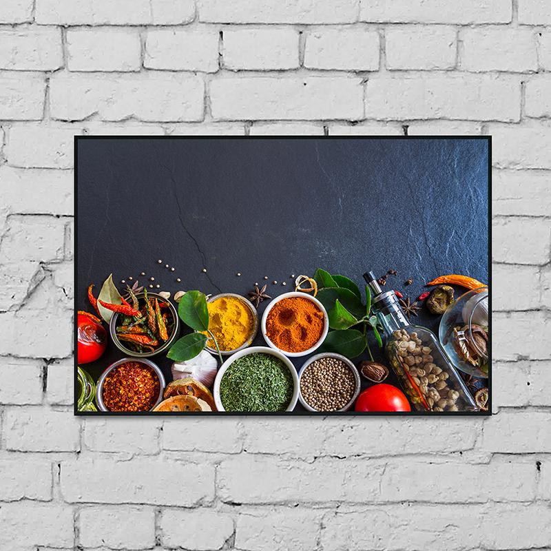 

WCIC Новая горизонтальная версия Кухня Кулинария Приправа Вкусные украшения для специй Живопись Художественная ткань Домашний фон Украшение стены Подвесная картина 13*18cm