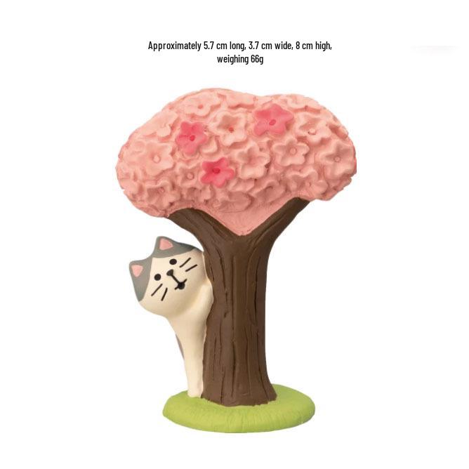 ZAKKA Japanese Cat Resin Figurine - Flower Viewing Festival DIY Trendy Blind Box Toy, Decoration, Gift & Ornament