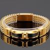 Luxury Gold Plated Bracelet for Men 12MM Wide Stainless Steel Square Franco Link Chain Men's Wrist Bracelets With Magnet Clasp