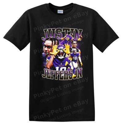 T-shirt Justin Jefferson Minnesota Vikings Ritratto Giocatore di Football Maglietta