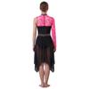 Damen Lyrical Dance Asymmetrisches Bodysuit-Kleid Einzelner Langer Ärmel Blumenspitze Unregelmäßiger Saum Rock