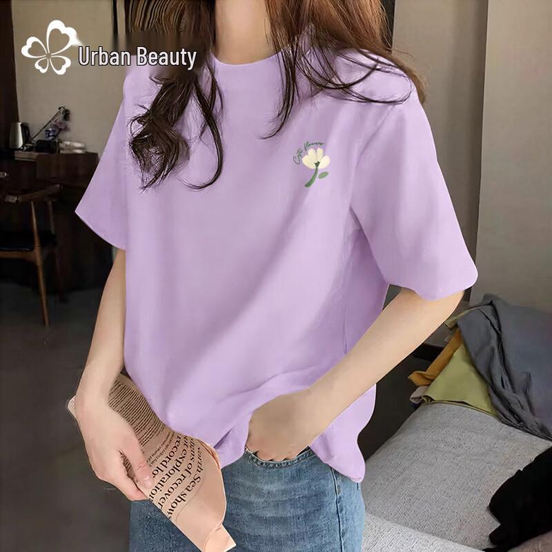 Women's Casual Cotton T-Shirt with Time Flower Graphic