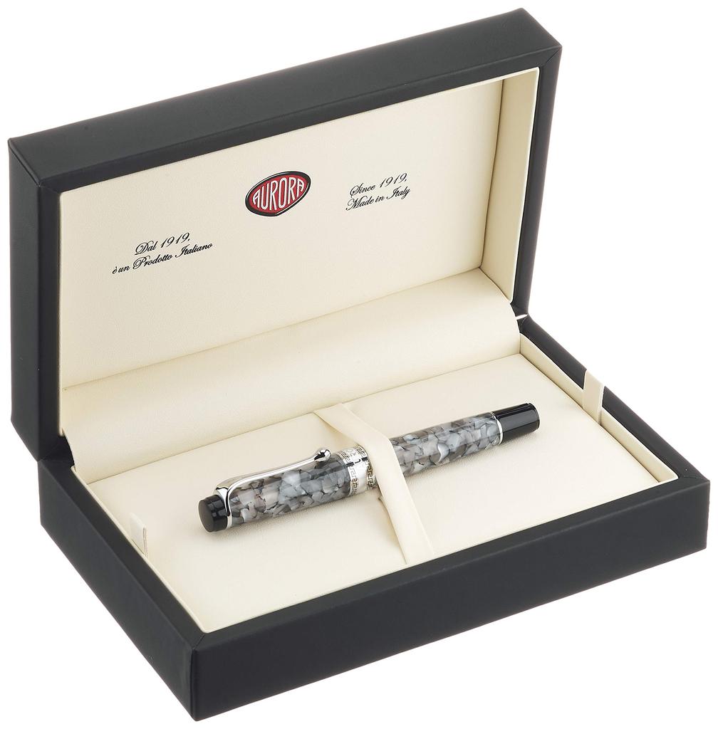 Aurora Fountain F Fine Optima Black Piping Officially Imported Pen, Nib, 996-CGF, Pearl, Type,