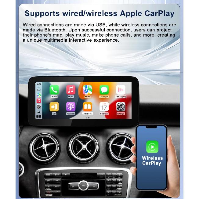 Wireless Carplay Android Auto TouchScreen 10.25'' For Mercedes Benz A Class W176 A200 A180 A220 Car Multimedia Player Display BT
