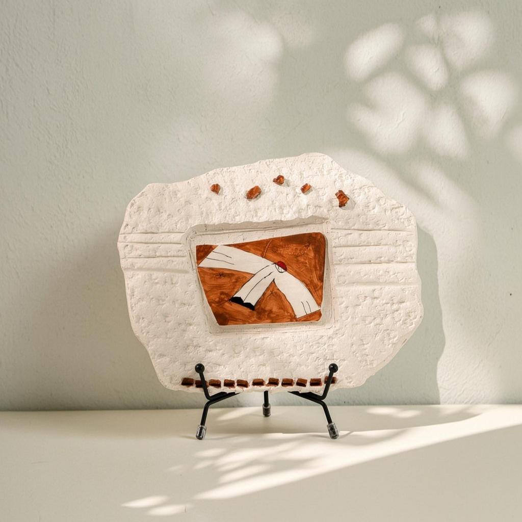 Tabletop Art Piece HandCrafted Sculpture with Stand Sculptural Ornament for Interior