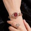 Round Dial Women Quartz Watch Slim Strap Rhinestone Watch Rhinestone Quartz Watch  Festival Gift