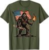 Bigfoot US Flag Firecracker 4th of July Sasquatch Men Women T-Shirt