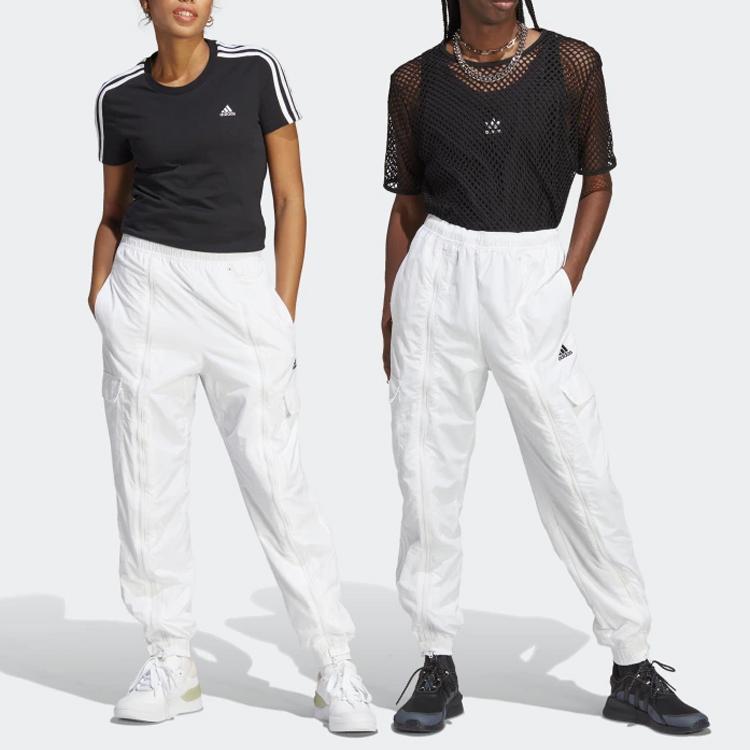 Adidas Dance Woven Versatile Cargo Pants With Solid Logo Elastic Waistband Cuffed Sports Pants Women Pants White IC6657