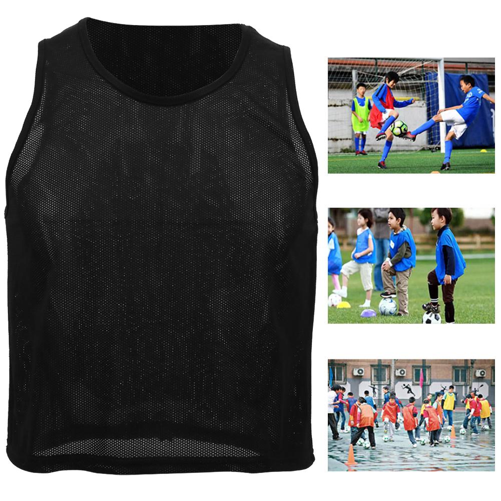 12Pcs Small Mesh Breathable Children Football Training Exercise Vest Black Kid Free Size