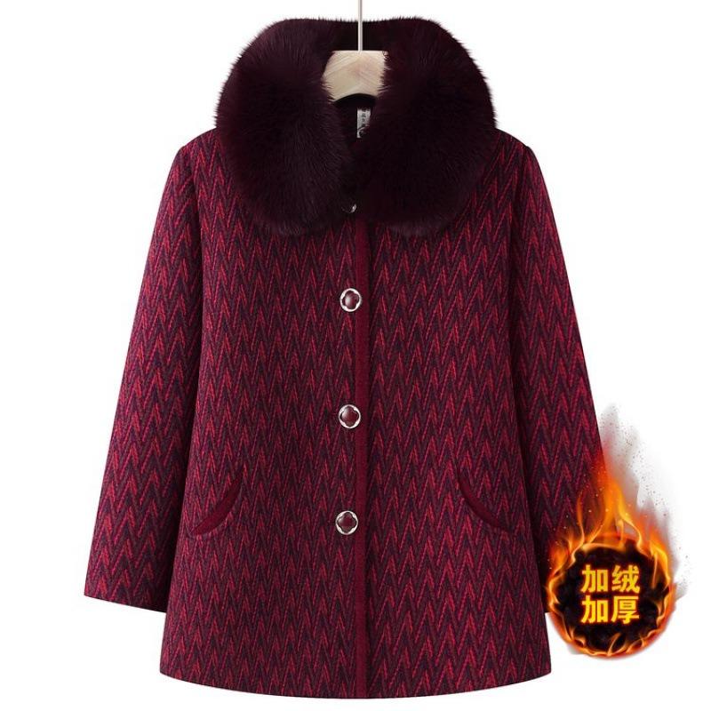 Middle-aged Elderly Autumn and Winter Clothing Female Grandmother Winter Clothing Fleece Jacket Mother Mink Fleece Coat Old Lady Clothing