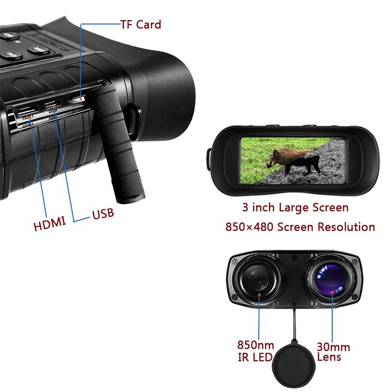 WG550B with Adjustable Focus and 300-meter Visibility 8MP 1080P Infrared Digital Night Vision Large-screen Binoculars
