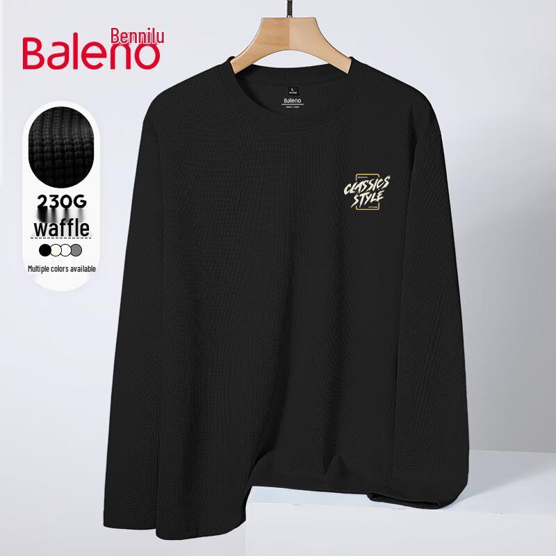 Baleno Men s Heavyweight Waffle Knit Graffiti Print Long Sleeve T-Shirt 3XL