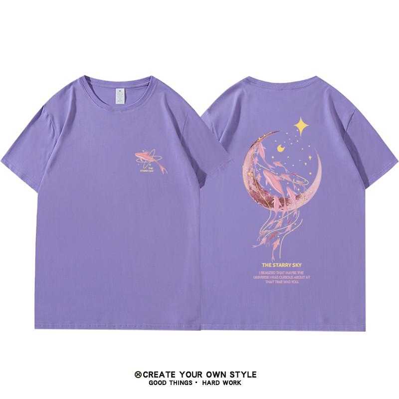 Plus Size Women's Oversize Cotton T-irt Front And Ba Print Loose Ort Sve Street Sle Cartoon We Print White Top