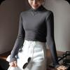 Women's Half-High Neck Medium Neck German Fleece Fleece Lined Base Layer Top Slim Fit Solid Color Inner Wear Tight Long Sleeve for Autumn and Winter