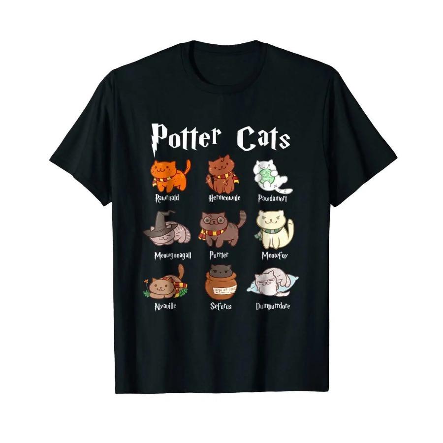 

Potter Cats Potter Rawrnald Purrter Black TShirt Cats Lovers Summer Cotton Short Sleeve ONeck Mens T Shirt New S3XL S