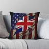 British American Flag Roots Heritage Pillowcase Polyester Linen Velvet Pattern Decor Throw Pillow Case Seater Cushion Cover 18"
