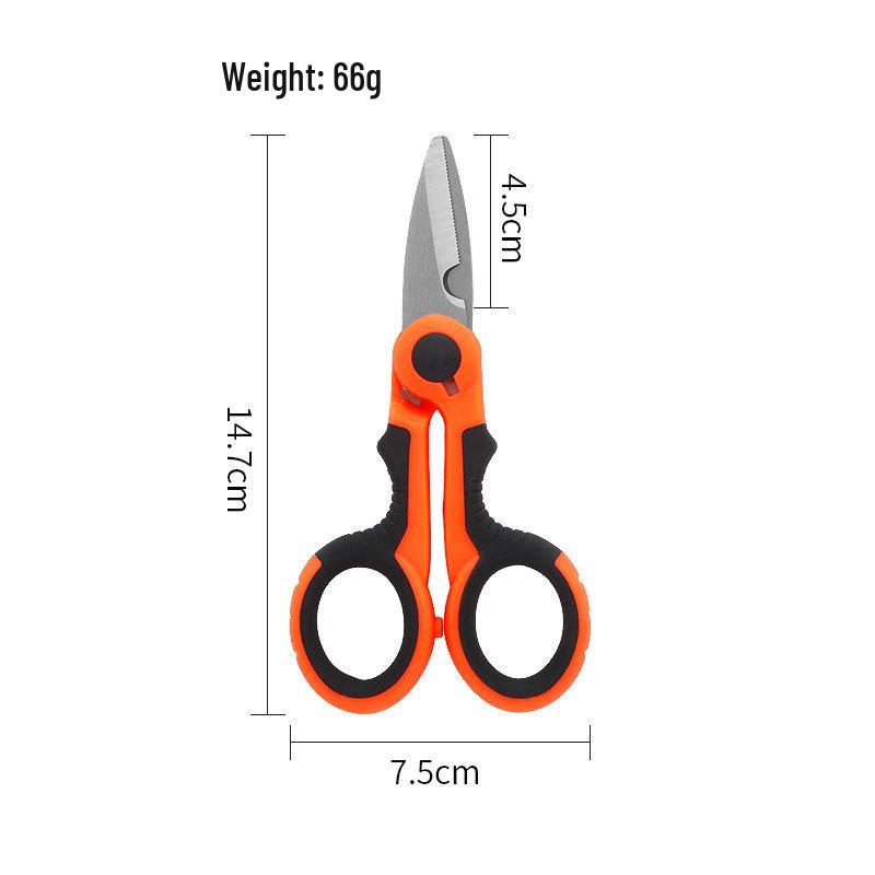 

Stainless Steel Multi-Purpose Scissors: Pruning, Fishing, Wire Stripping, Lead Cutting, Serrated Edge for Household Use