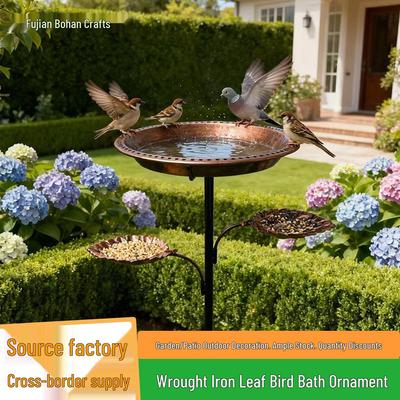 Iron Art Leaf Bird Bath Home & Garden Decor