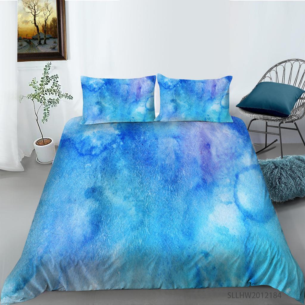 Watercolor Splashing Ink 3D Digital Printing Quilt Cover Pillowcase Two Or Three-Piece Set Polyester