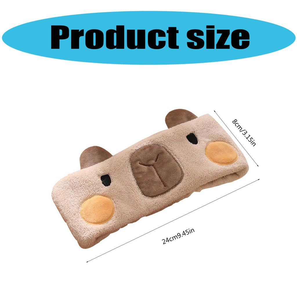 Elastic Women Shower Hairband Face Washing Headband Cute Capybara Plush Face Wash Hairband Home Makeup Headband
