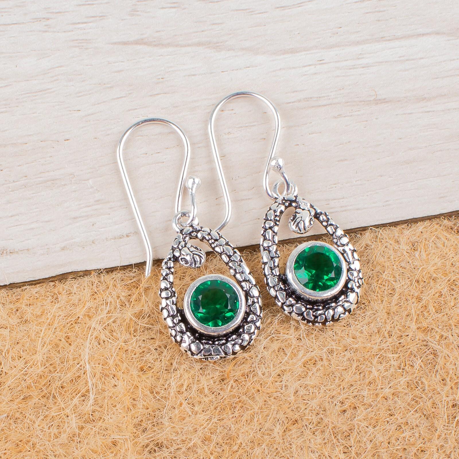 

Chrome Diopside Gemstone 925 Sterling Silver Jewelry Drop/Dangle Earrings 1.38 CE-3-10