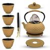 CAST IRON TEA INFUSER POT LIGHT GOLD 900ml WITH FILTER AND CUPS