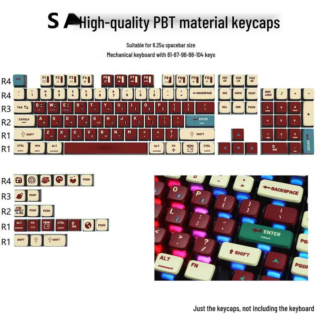 Four-Sided Translucent Color Keycaps for Customized Mechanical Keyboard
