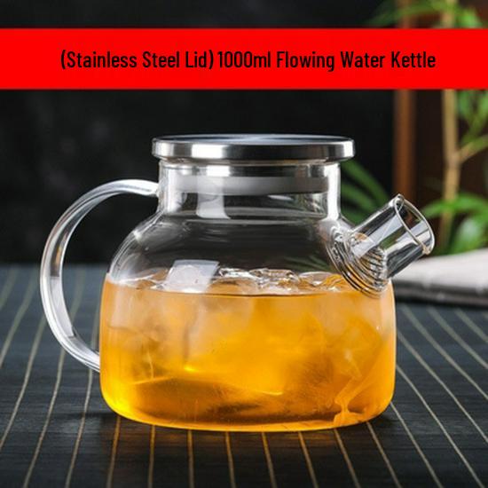 Borosilicate Glass Teapot with Bamboo Lid for Hot & Cold Drinks