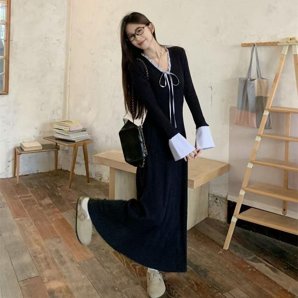 Korean college style dress, children's temperament is loose, full waist, soft waxy, skin-friendly base, long dress inside