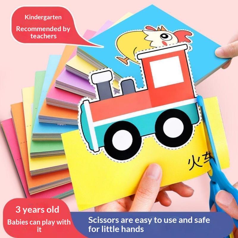 Paper Cutting Set Free Plastic Scissors Included Diy Paper Cutting Kids Handmade Paper Crafting Preschoolers Developmental Toy