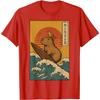 Capybara Surfing Japanese Ukiyo Style Graphic Cotton T-Shirt Casual Unisex's Tee